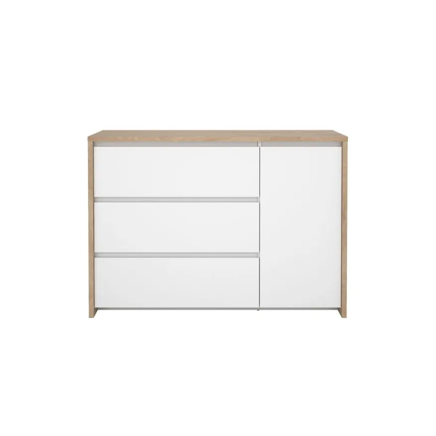Dressoir Atlanta Eiken / Hoogglans Wit - 119x84x48 cm