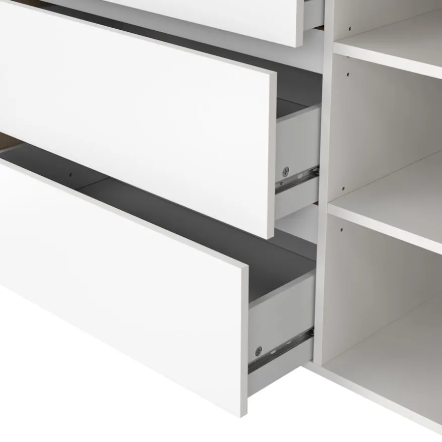 Dressoir Atlanta Eiken / Hoogglans Wit - 119x84x48 cm