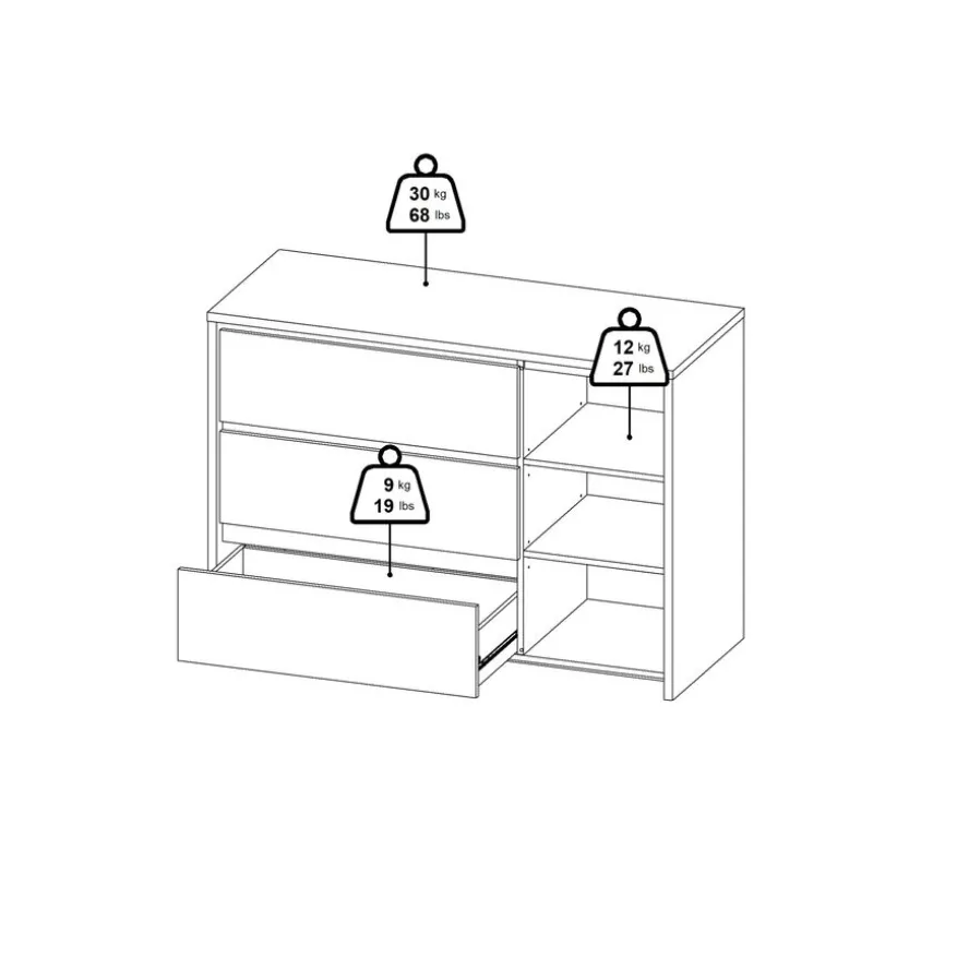Dressoir Atlanta Wit - 119x84x48 cm