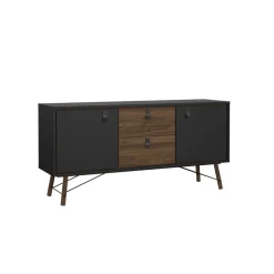 Dressoir Denver Zwart / Walnoot - 150x72x40 cm