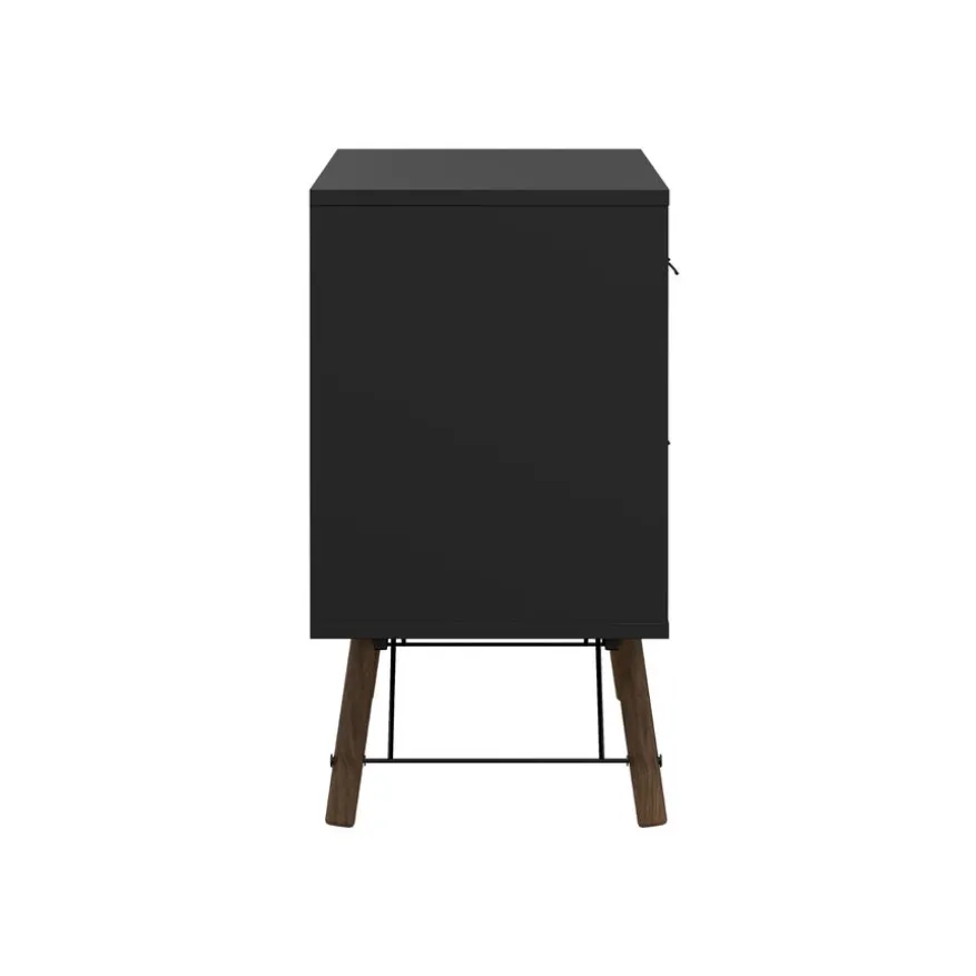 Dressoir Denver Zwart / Walnoot - 150x72x40 cm