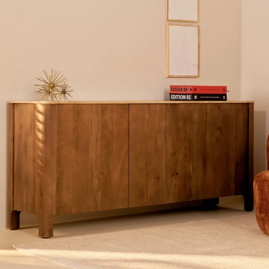 Dressoir Liam Bruin / Marmer - 180x80x45 cm