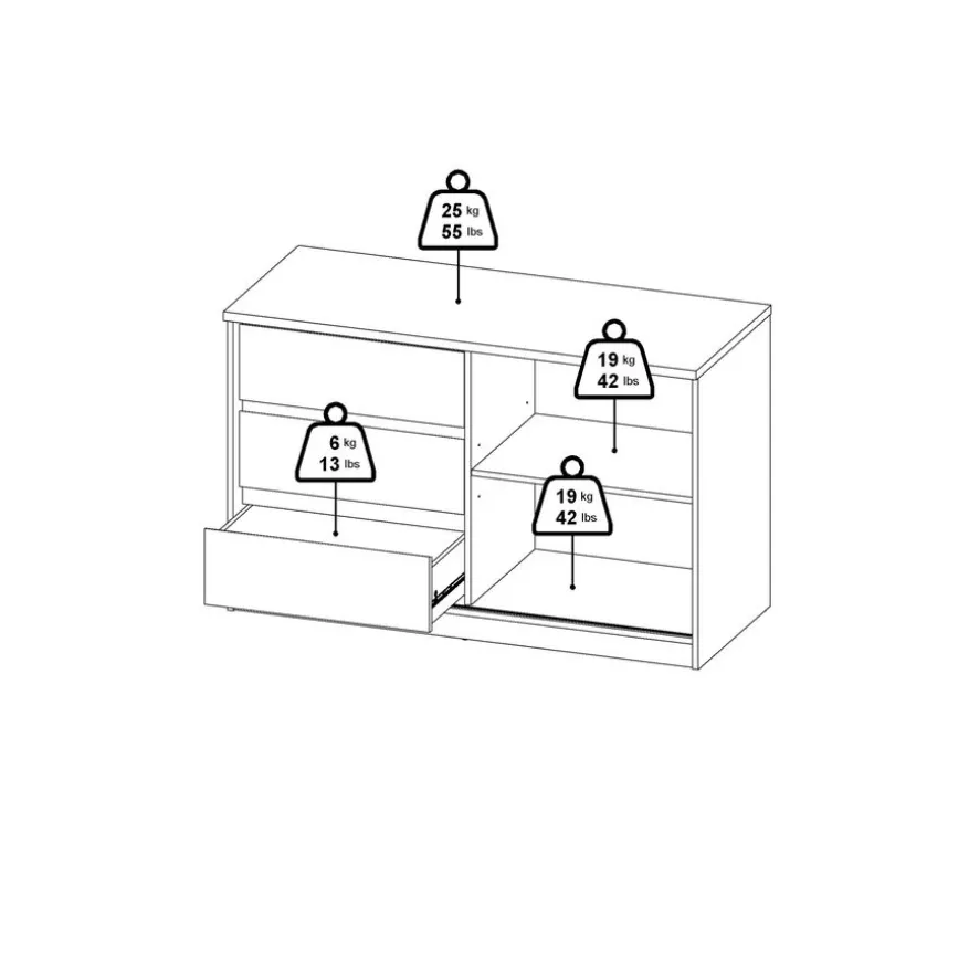 Dressoir Luna Eiken - 119x76x50 cm