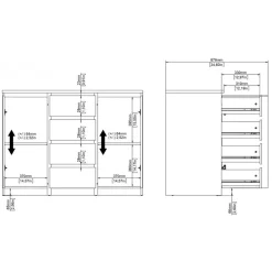 Dressoir Luna Wit - 121x91x50 cm