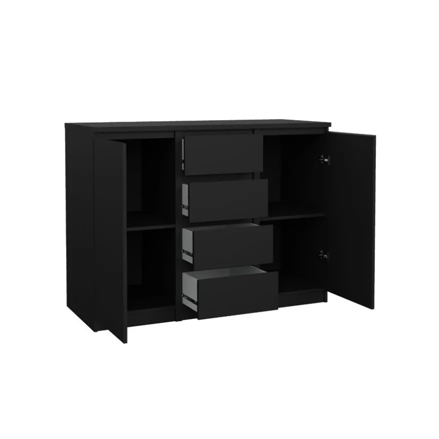 Dressoir Luna Zwart - 121x91x50 cm
