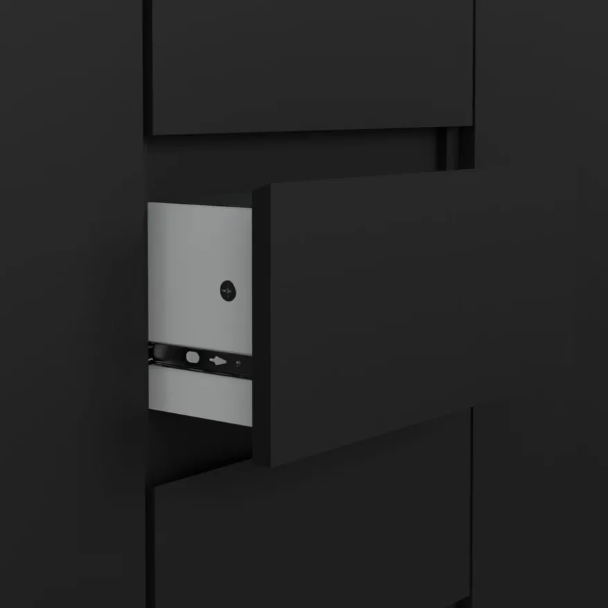 Dressoir Luna Zwart - 121x91x50 cm