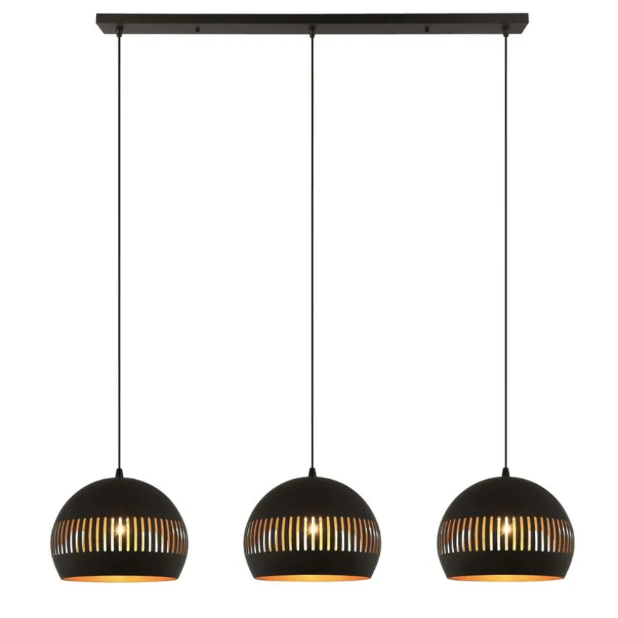 Hanglamp Cabot Zwart - 3 x E27 - 140 cm breed