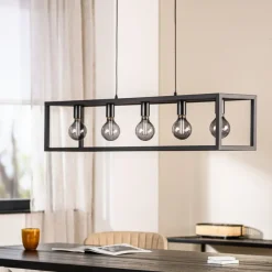 Hanglamp Eric Zwart - 5 x E27 - 120 cm breed