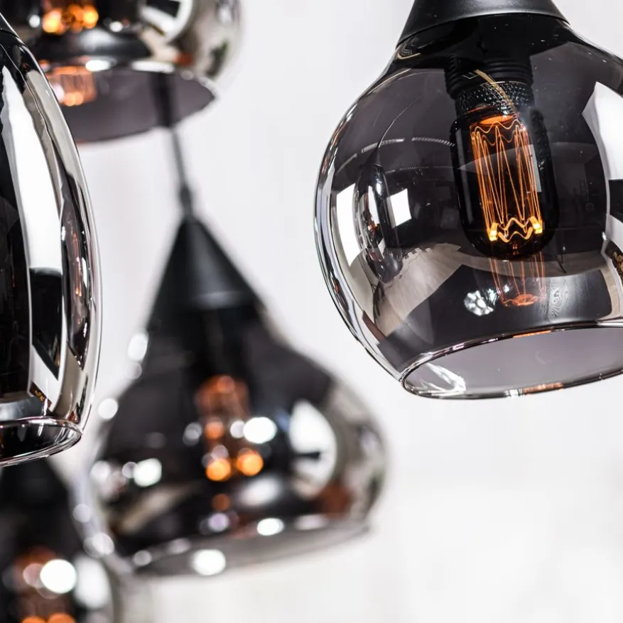 Hanglamp Oriel Zwart - 8 x E27 - 120 cm breed