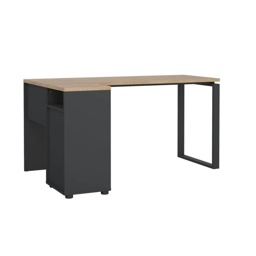 Hoekbureau Bram Eiken / Donkergrijs - 150x76x100 cm