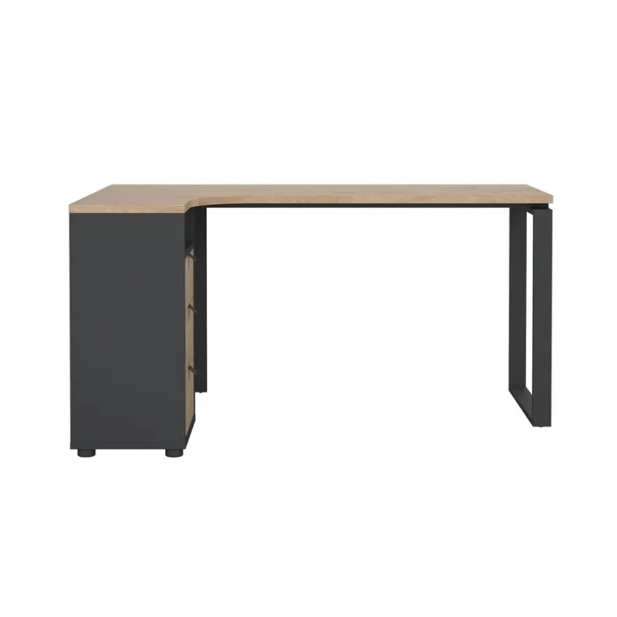 Hoekbureau Bram Eiken / Donkergrijs - 150x76x100 cm