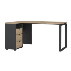 Hoekbureau Bram Eiken / Donkergrijs - 150x76x100 cm