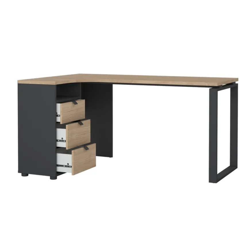 Hoekbureau Bram Eiken / Donkergrijs - 150x76x100 cm