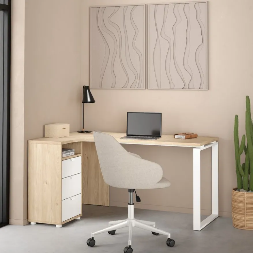 Hoekbureau Bram Eiken / Wit - 150x76x100 cm