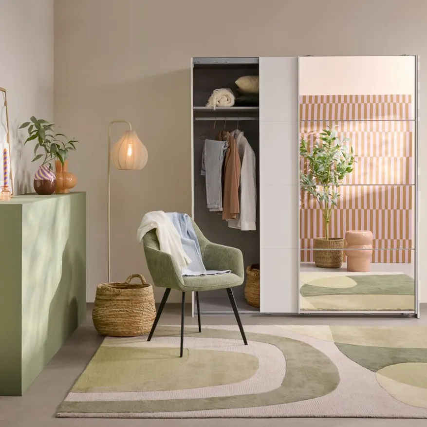 Kledingkast Aalst Wit Spiegel - 180x210x65 cm