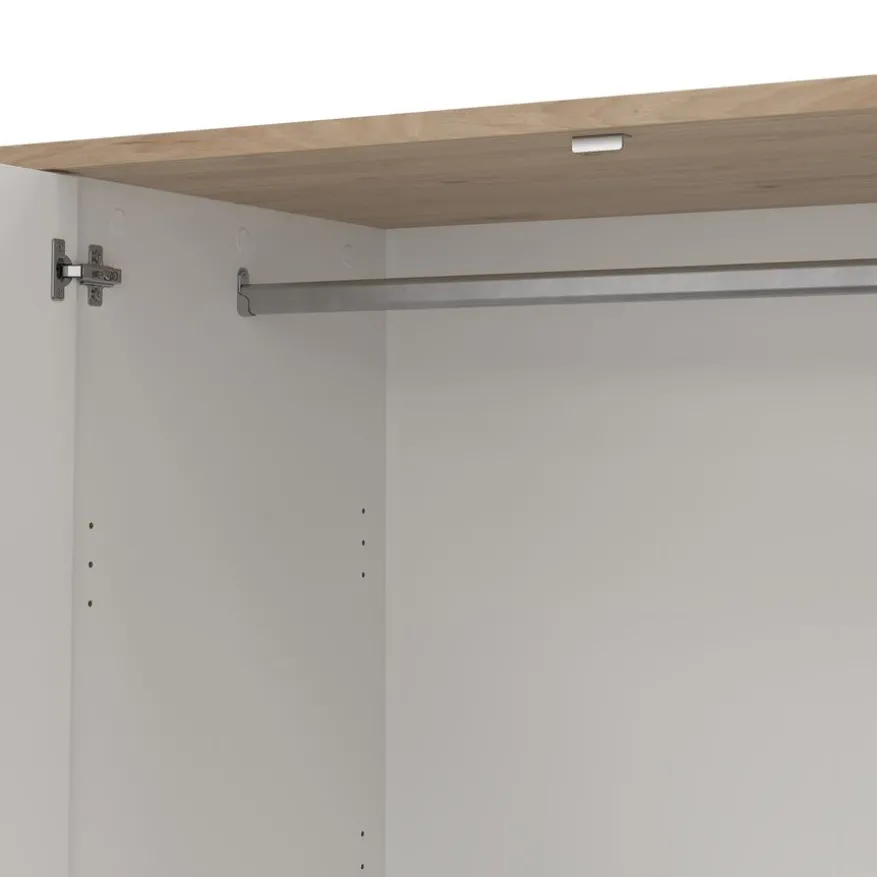 Kledingkast Atlanta Eiken / Hoogglans Wit - 197x202x58 cm