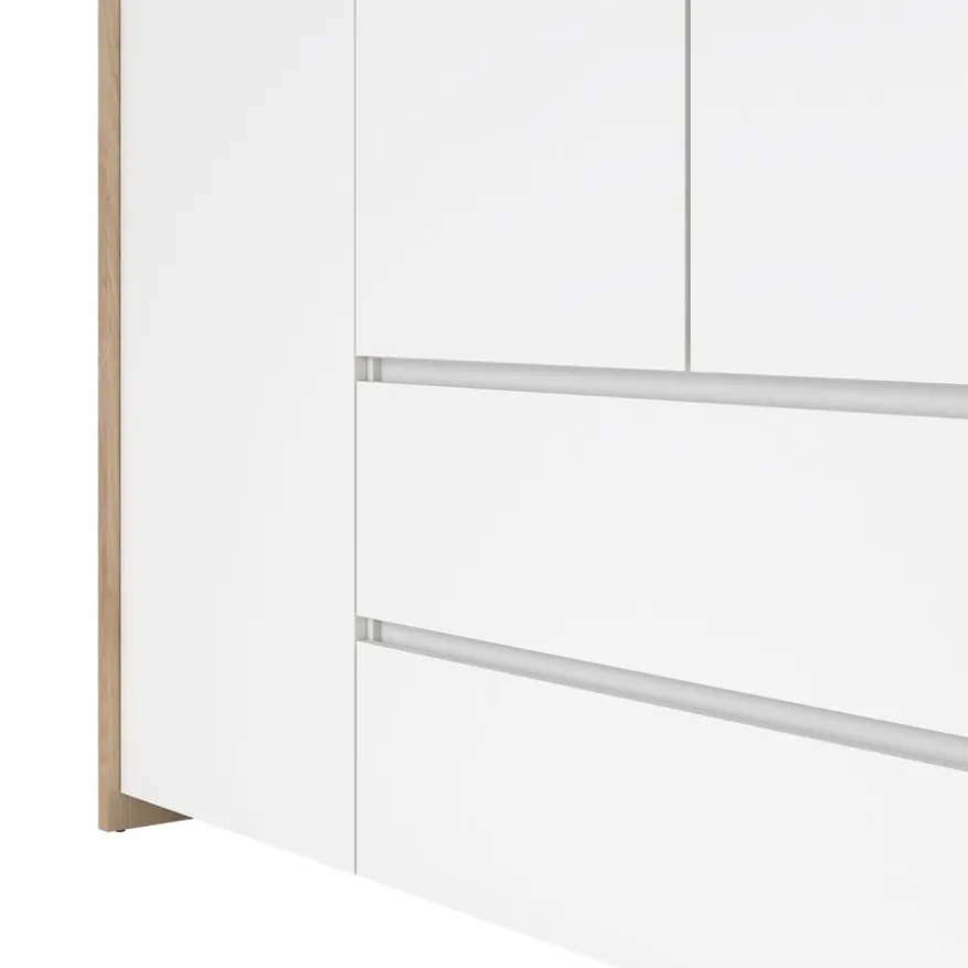 Kledingkast Atlanta Eiken / Hoogglans Wit - 197x202x58 cm