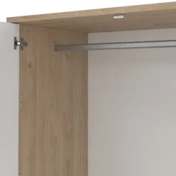 Kledingkast Atlanta Eiken / Hoogglans Wit - 149x202x58 cm