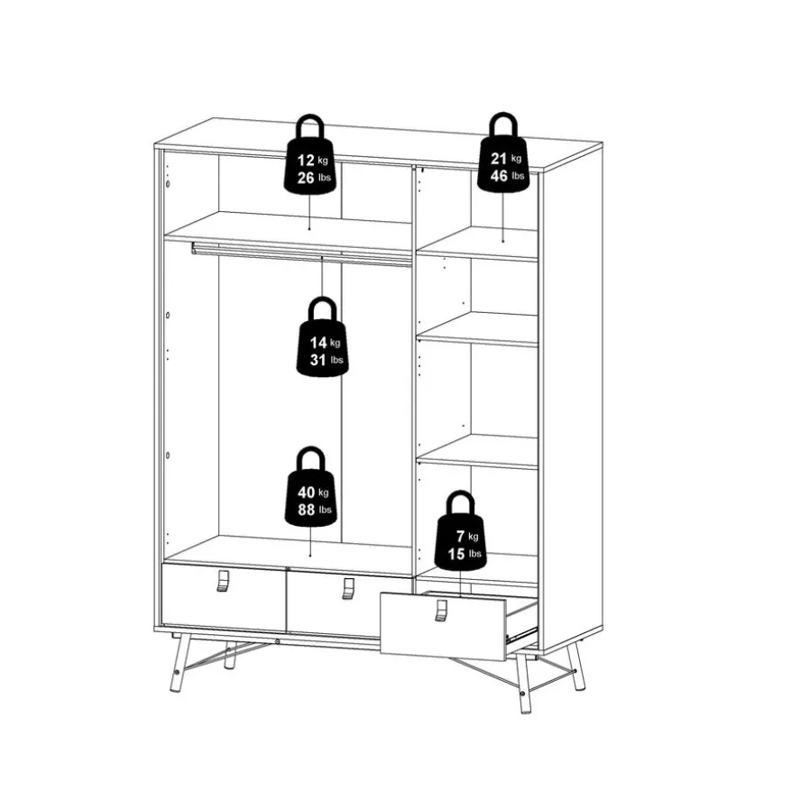 Kledingkast Denver Eiken - 150x200x60 cm
