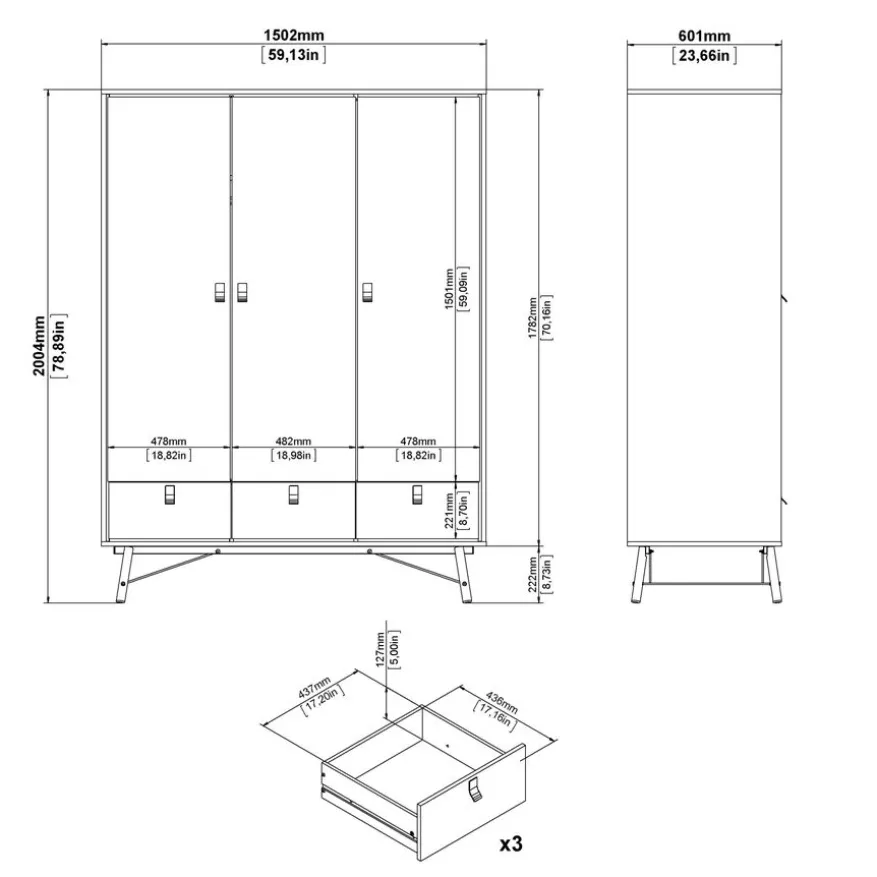 Kledingkast Denver Eiken - 150x200x60 cm