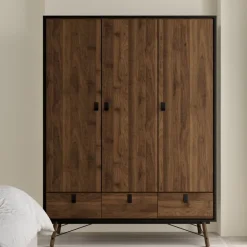 Kledingkast Denver Zwart / Walnoot - 150x200x60 cm