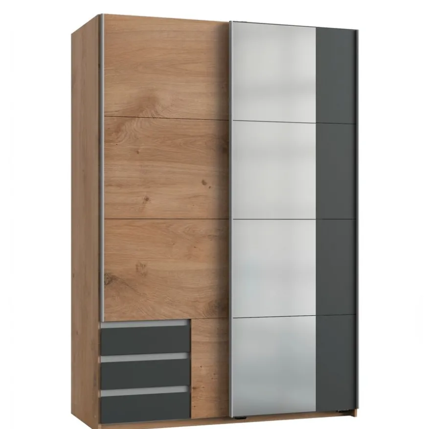 Kledingkast Elsen Grijs - 135x198x64 cm