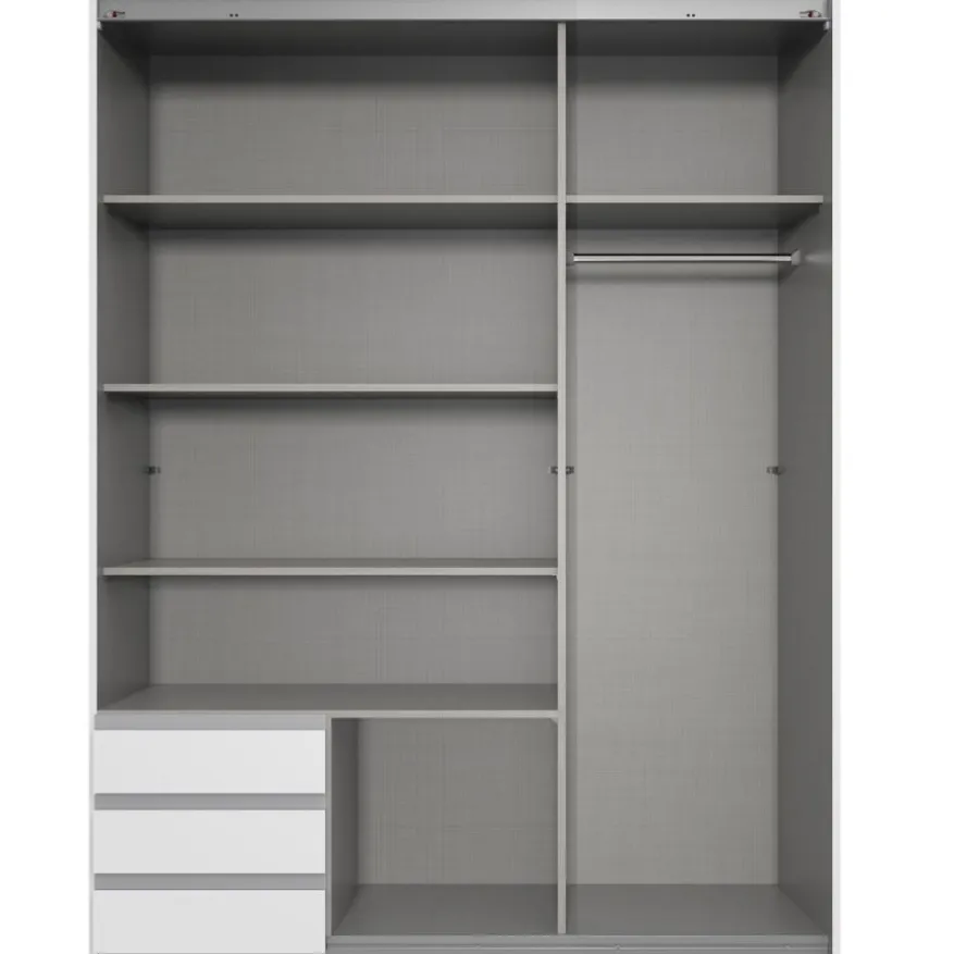 Kledingkast Elsen Grijs - 135x198x64 cm