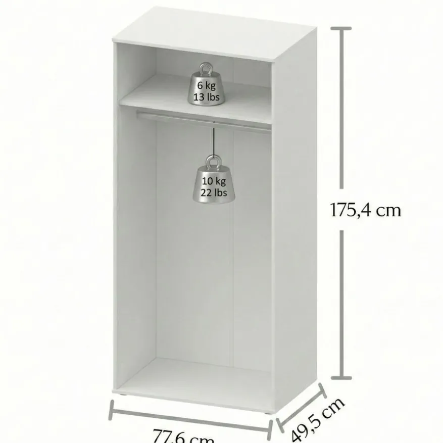 Kledingkast Harper Wit - 78x176x50 cm