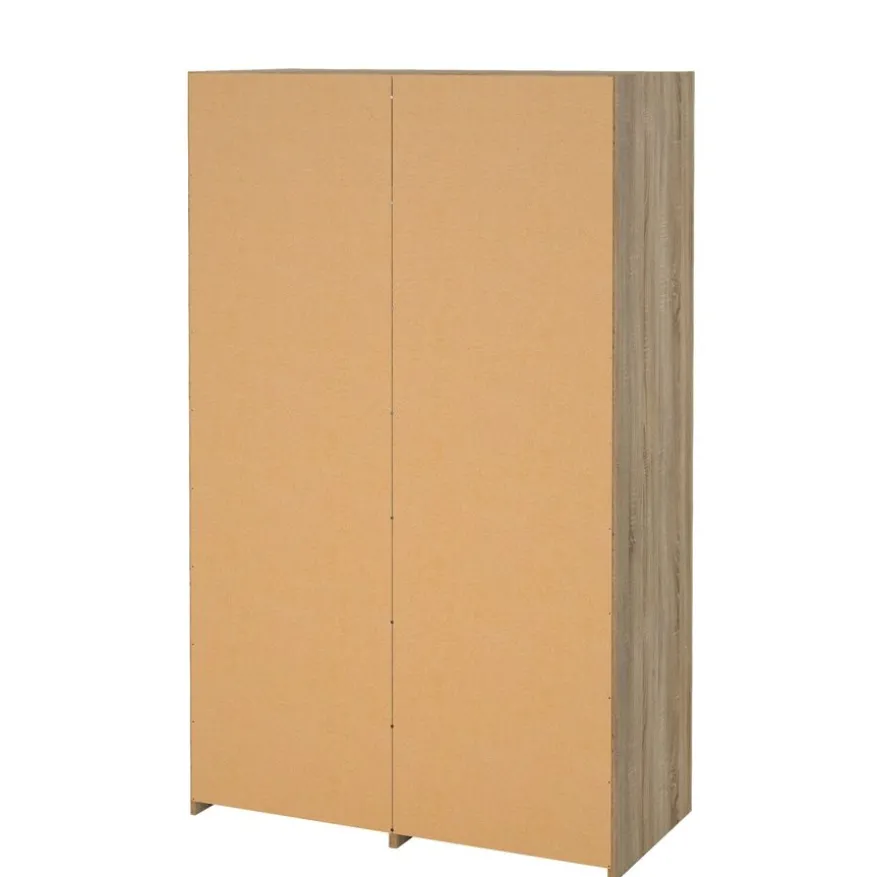 Kledingkast Jasper Eiken / Hoogglans Wit - 121x200x60 cm