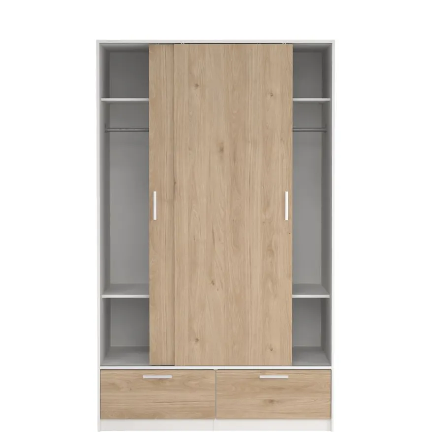 Kledingkast Jasper Wit / Eiken - 121x200x60 cm