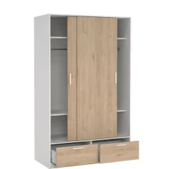 Kledingkast Jasper Wit / Eiken - 121x200x60 cm