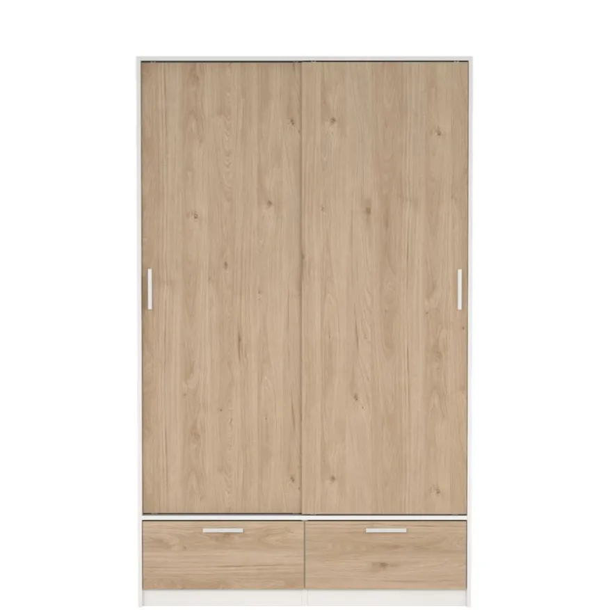 Kledingkast Jasper Wit / Eiken - 121x200x60 cm