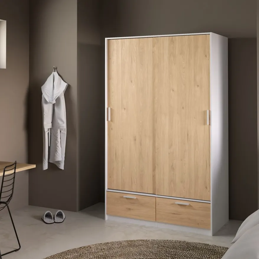 Kledingkast Jasper Wit / Eiken - 121x200x60 cm