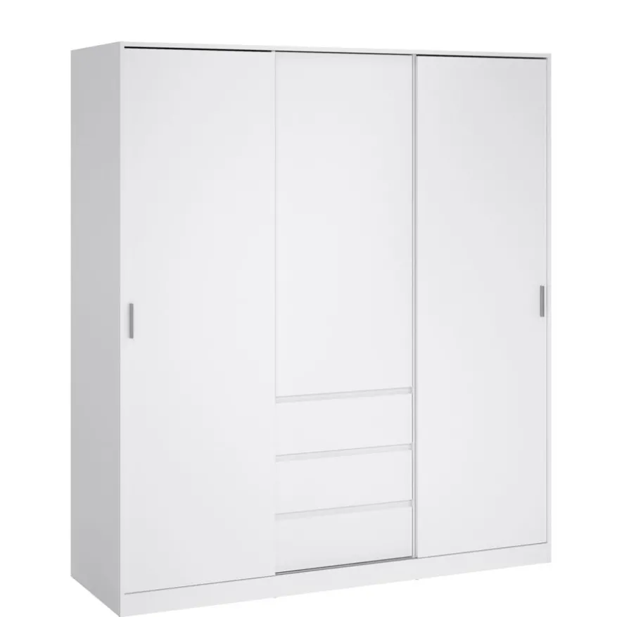 Kledingkast Luna Hoogglans Wit - 177x201x60 cm
