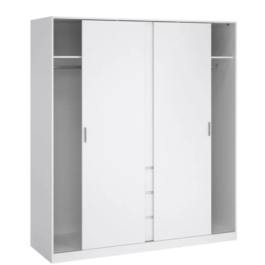 Kledingkast Luna Hoogglans Wit - 177x201x60 cm