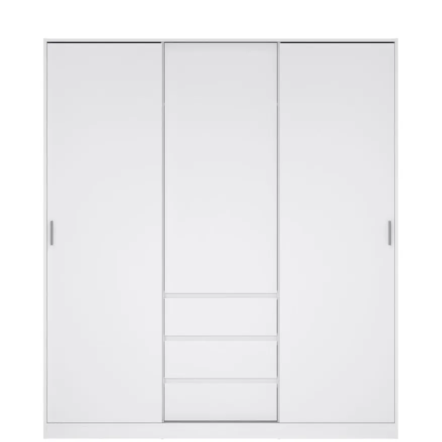 Kledingkast Luna Hoogglans Wit - 177x201x60 cm