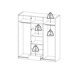 Kledingkast Luna Hoogglans Wit - 177x201x60 cm