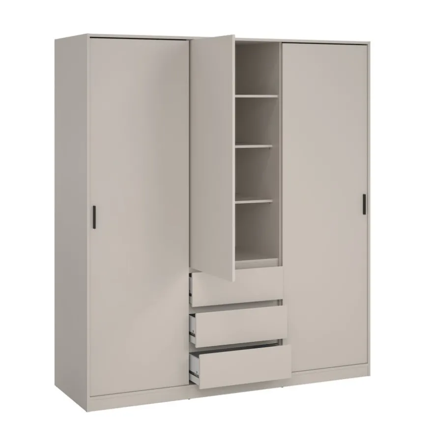 Kledingkast Luna Taupe - 177x201x60 cm