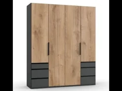Kledingkast Oss Donkergrijs - 200x236x65 cm