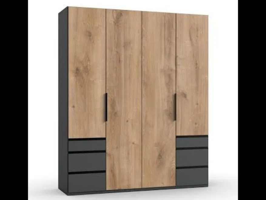 Kledingkast Oss Donkergrijs - 150x216x58 cm