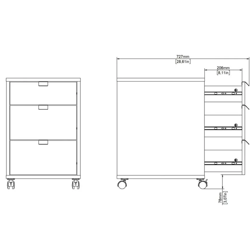 Ladekast Bram Donkergrijs / Eiken - 41x61x49 cm