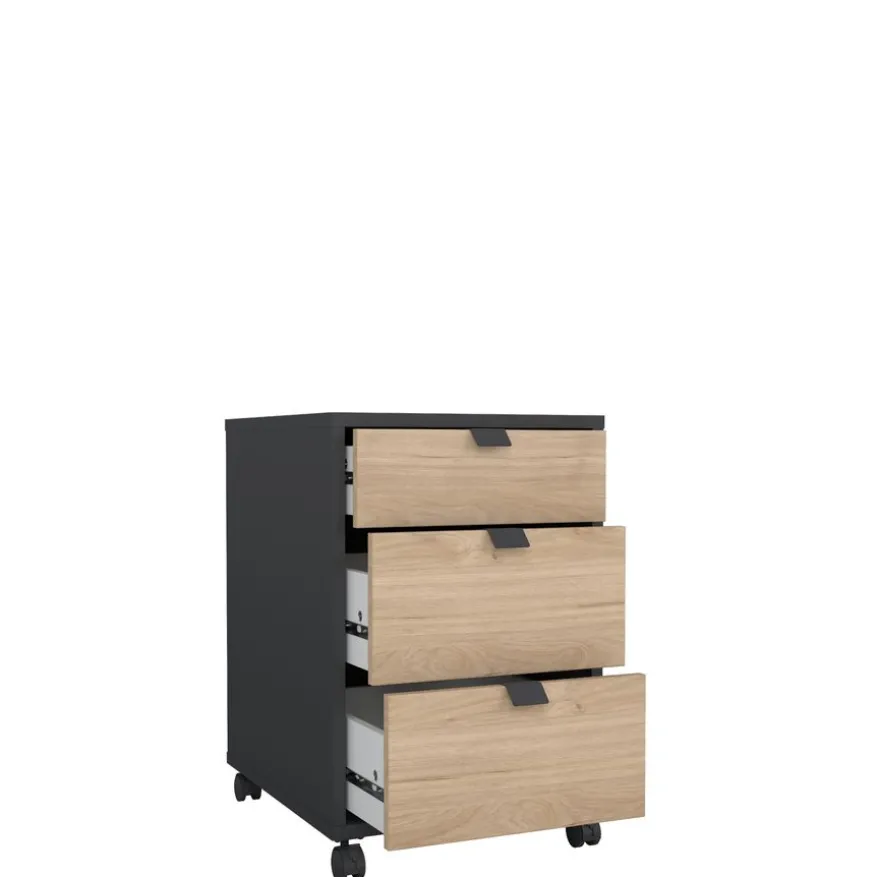 Ladekast Bram Donkergrijs / Eiken - 41x61x49 cm