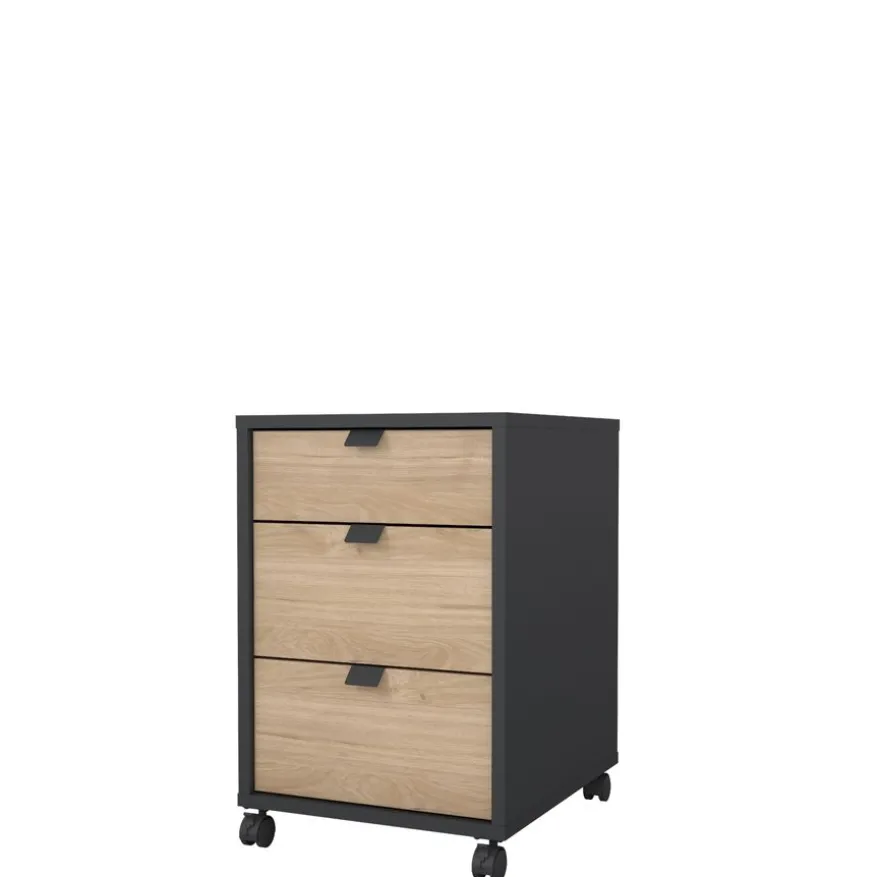 Ladekast Bram Donkergrijs / Eiken - 41x61x49 cm