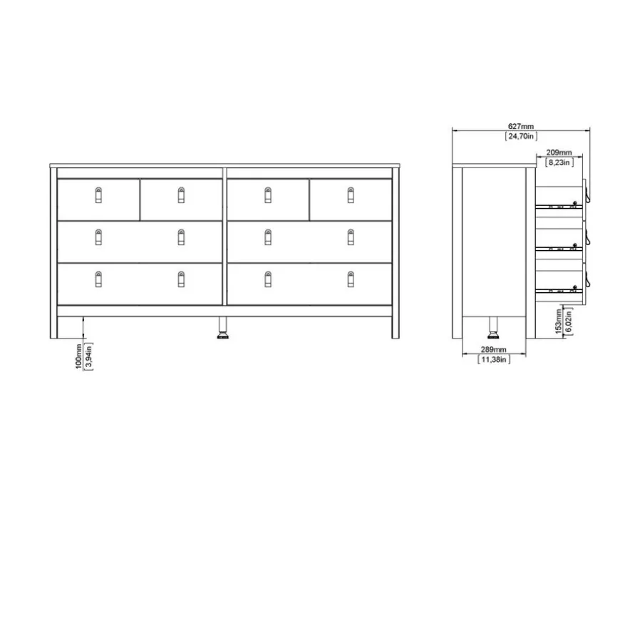 Ladekast Dallas Wit - 160x80x39 cm