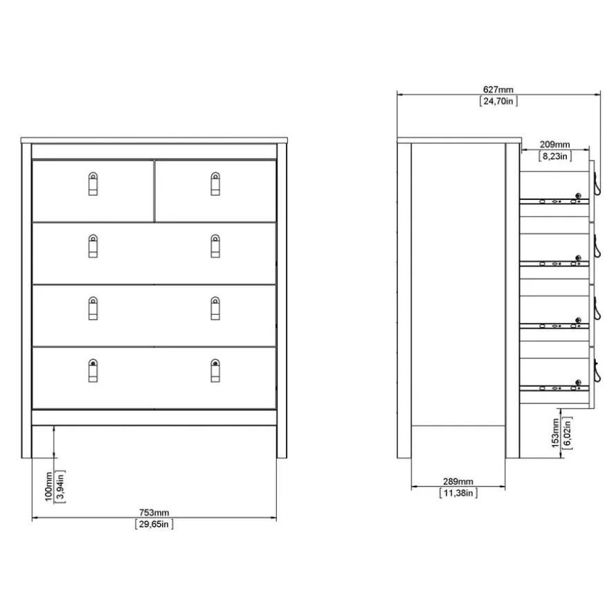 Ladekast Dallas Wit - 83x99x39 cm