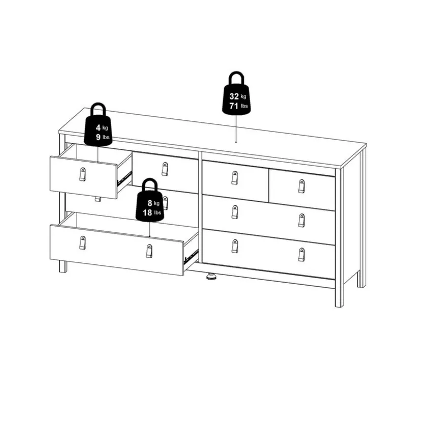 Ladekast Dallas Zwart - 160x80x39 cm