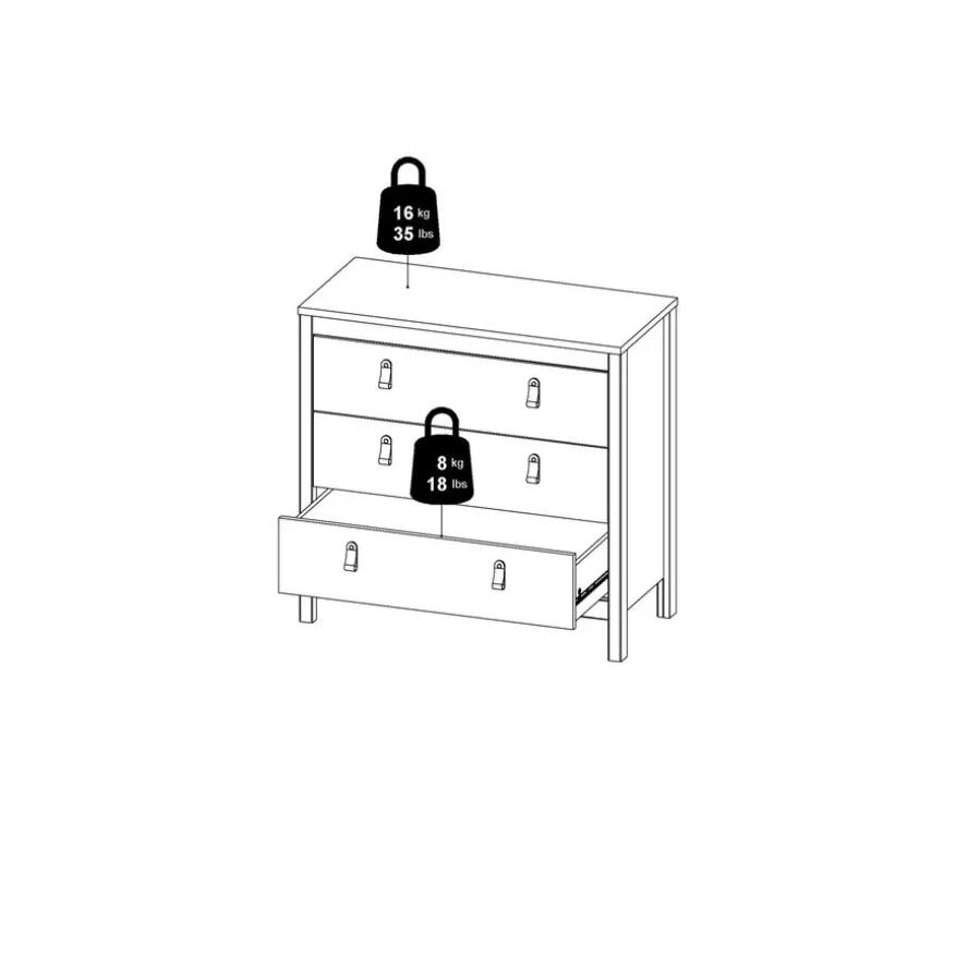 Ladekast Dallas Zwart - 84x80x39 cm