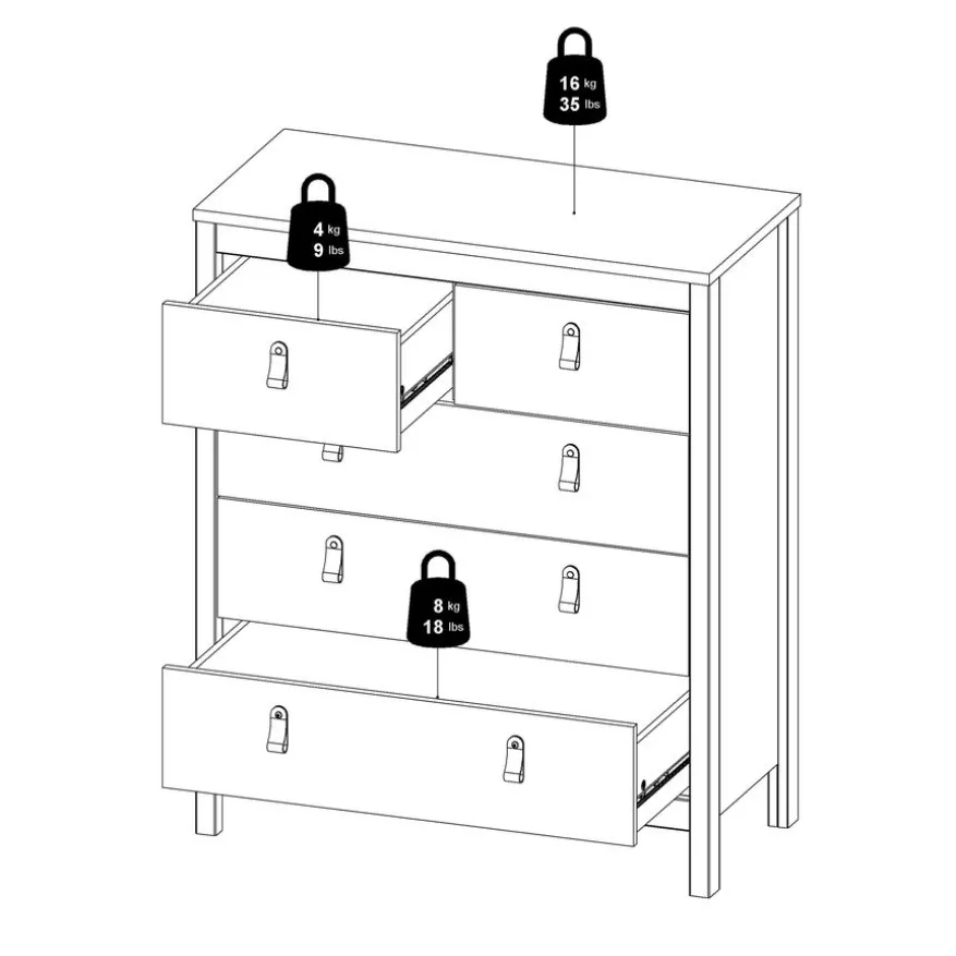 Ladekast Dallas Zwart - 83x99x39 cm