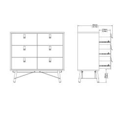 Ladekast Denver Zwart / Walnoot - 102x95x40 cm