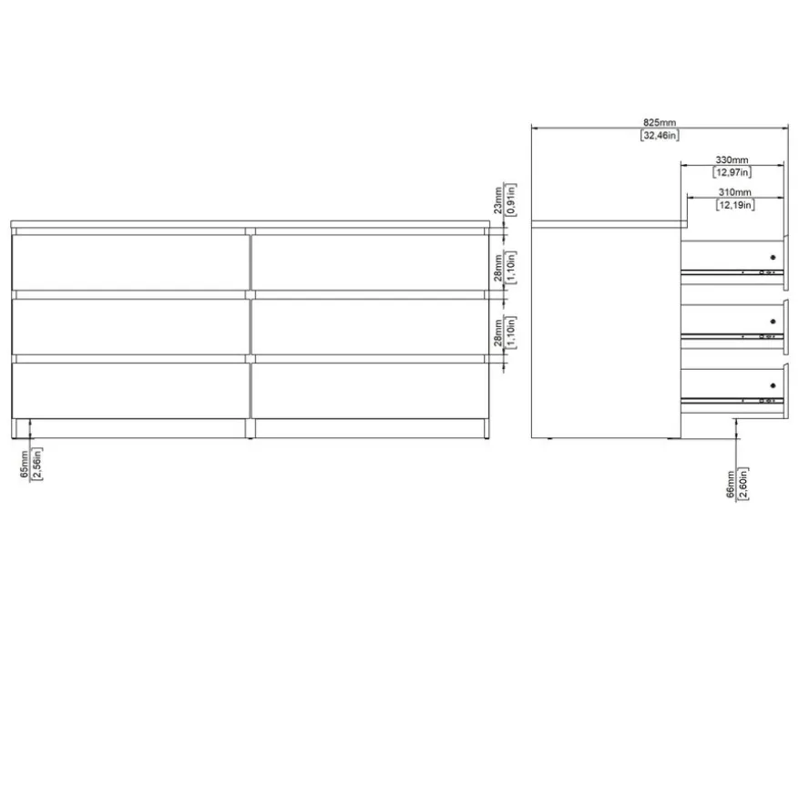 Ladekast Luna Eiken - 154x71x50 cm